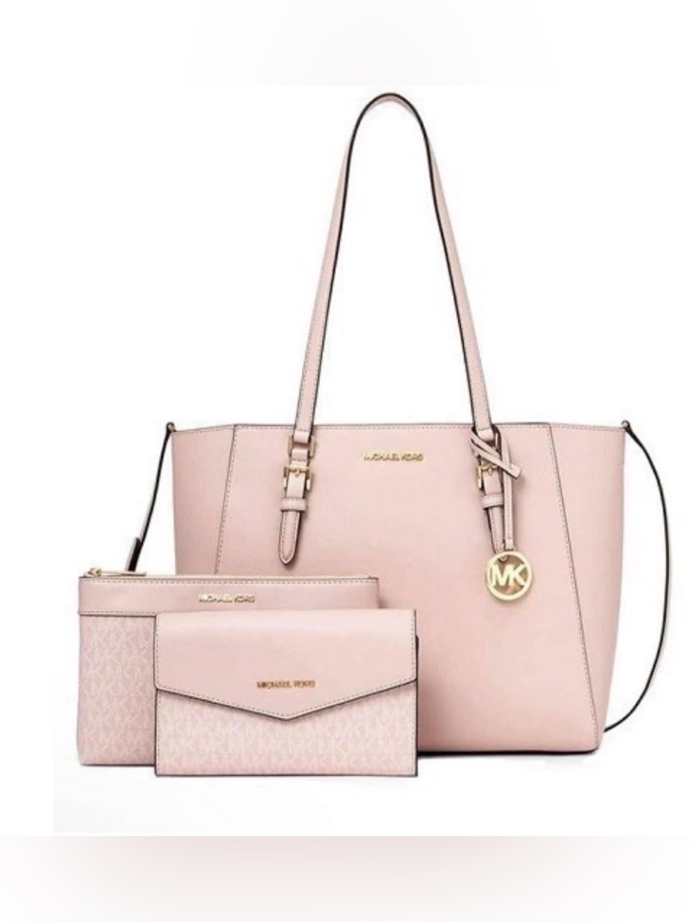 New Michael Kors Charlotte 3-in-1 Tote Bag.Soft Pink –Tote, Crossbody, Wallet